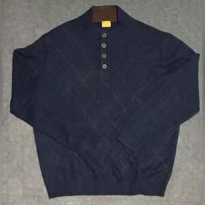 Robert Talbott Carmel Men’s Lambs Wool and Cashmere Blend Henley Sweater - XXL